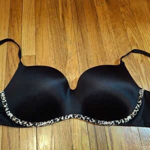 Victoria's Secret Black Balcoet Bra with Leopard Accent